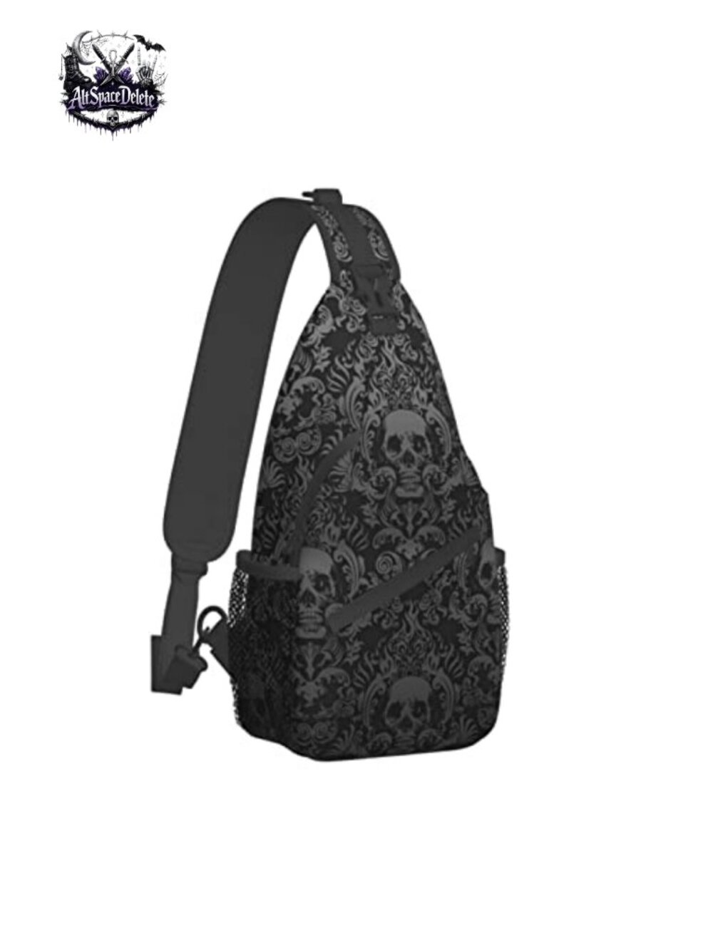 Victorian Gothic Skull Sling Backpack Crossbody Chest Bag Hiking Daypack